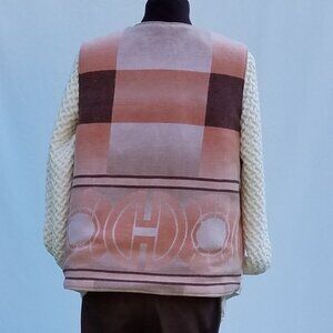 Women Reversible Vest - With Leather Trim Matching Purse - Plaid